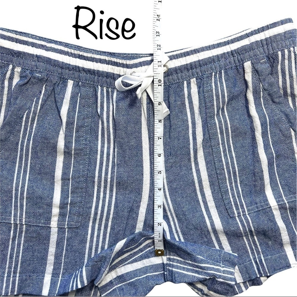 Nautica Soft Linen Pull On With Pockets Light Blue White Stripe Short Size Large - Picture 14 of 17